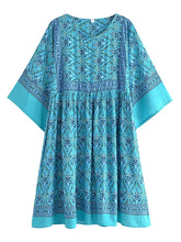 Load image into Gallery viewer, Red Floral Print,Vacation Mini Dress, Boho Sundress