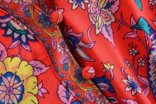 Load image into Gallery viewer, Red Floral Peacock,Bohemian Mini Dress,Boho Dress