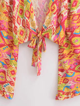 Load image into Gallery viewer, Wild Floral Print ,Short Kimono ,Bikini Cover-ups