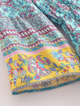Load image into Gallery viewer, Blue Floral Print, Bohemian Mini Dress, Beach Boho Dress