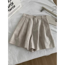Load image into Gallery viewer, Boho Linen Blend Pleated Shorts Wide Leg Shorts with Pockets