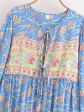 Load image into Gallery viewer, Blue Floral ,Beach Bohemian Maxi Dress,Boho Dress