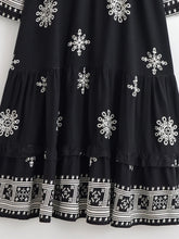Load image into Gallery viewer, Ethnic Floral Long Sleeve Tassel Rayon Beach Bohemian maxi Dress