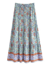 Load image into Gallery viewer, Green Floral Print ,Beach Bohemian Skirt,Boho Skirts