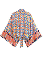 Load image into Gallery viewer, Bohemian Kimono, Boho Bikini Cover-ups,Geometry Floral Print