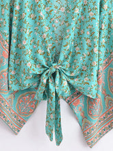 Load image into Gallery viewer, Bohemian Kimono, Boho Bikini Cover-ups,Green Floral Print