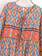 Load image into Gallery viewer, Geometry Floral ,Beach Bohemian Maxi Dress,Boho Dress