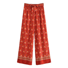 Load image into Gallery viewer, Red Floral Print ,Bohemian Pant , Rayon Boho Pants