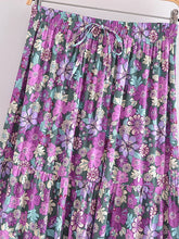 Load image into Gallery viewer, Green Floral Print ,Beach Bohemian Skirt,Boho Skirts