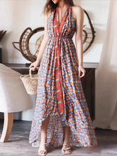 Load image into Gallery viewer, Geometric Print , Backless Sexy Maxi Dress ,Boho Dress