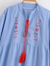 Load image into Gallery viewer, Retro Floral Emberoidered, Linen Cotton Vacation, Boho Maxi Dress