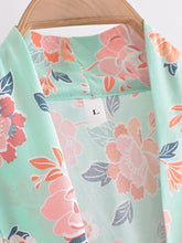 Load image into Gallery viewer, Bohemian Kimono, Boho Bikini Cover-ups,Green Stripe Floral