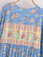 Load image into Gallery viewer, Blue Floral ,Beach Bohemian Maxi Dress,Boho Dress