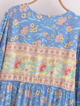 Load image into Gallery viewer, Blue Floral ,Beach Bohemian Maxi Dress,Boho Dress