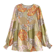 Load image into Gallery viewer, Multi Floral Print ,Boho Shirts,Bohemian Blouse