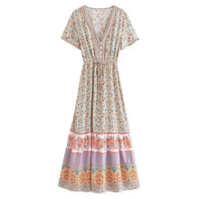Load image into Gallery viewer, Floral Print Bat Sleeve Beach Bohemian Maxi Dresses Robe