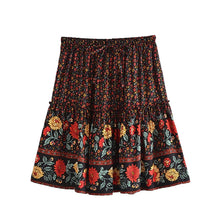 Load image into Gallery viewer, Floral Print Beach ,Bohemian Pleated Skirt,Boho Mini Skirt