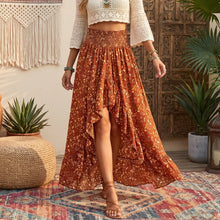Load image into Gallery viewer, Floral High Low Maxi Skirt Ruffle A-Line Skirt Ethnic Print Skirt