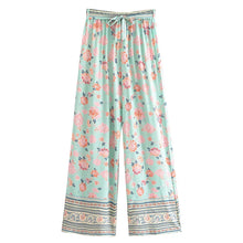 Load image into Gallery viewer, Green Floral Print ,Bohemian Pant , Rayon Boho Pants