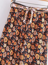 Load image into Gallery viewer, Black Floral Print ,Bohemian Pant , Rayon Boho Pants