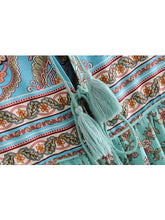Load image into Gallery viewer, Green Floral Print ,Bohemian Maxi Dress ,Boho Dress