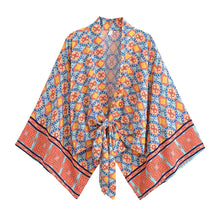 Load image into Gallery viewer, Bohemian Kimono, Boho Bikini Cover-ups,Geometry Floral Print