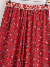Load image into Gallery viewer, Red Floral , Wide Leg Pants,Loose Vacation Boho Pants