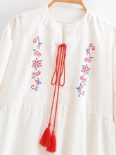 Load image into Gallery viewer, Retro Floral Emberoidered, Linen Cotton Vacation, Boho Maxi Dress