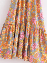 Load image into Gallery viewer, Yellow Floral Print ,Bohemian Maxi Dresses ,Boho Dress