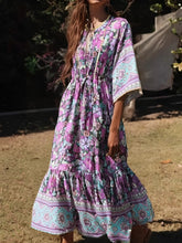 Load image into Gallery viewer, Purple Floral Print ,Bohemian Maxi Dresses ,Boho Dress