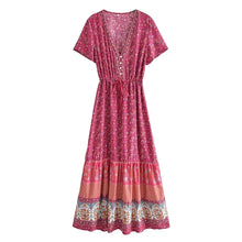 Load image into Gallery viewer, Floral Print Bat Sleeve Beach Bohemian Maxi Dresses Robe