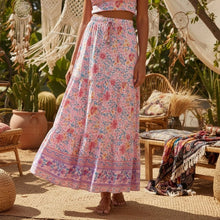 Load image into Gallery viewer, Boho Skirt, Maxi Skirt, Wild Pink Flower