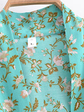 Load image into Gallery viewer, Bohemian Kimono, Boho Bikini Cover-ups,Green Floral Print