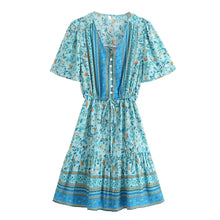 Load image into Gallery viewer, Floral Print ,Bohemian Mini Dress ,Boho Dress