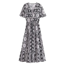 Load image into Gallery viewer, Blue Floral Print,Bohemian Maxi Dress, Boho Dress