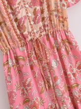 Load image into Gallery viewer, Pink Floral Print,Bohemian Maxi Dress,Boho Dress