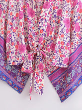 Load image into Gallery viewer, Bohemian Kimono, Boho Bikini Cover-ups,Pink Floral Print