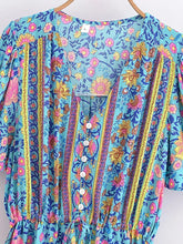 Load image into Gallery viewer, Green Floral Print ,Bohemian Maxi Dress,Boho Dress