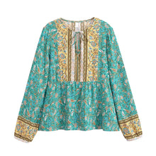 Load image into Gallery viewer, Boho Blouse Shirt,Bohemian Blusas,Floral Print