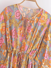 Load image into Gallery viewer, Yellow Floral Print ,Bohemian Maxi Dresses ,Boho Dress