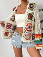 Load image into Gallery viewer, Retro Crochet Rainbow ,Long-sleeved Cardigan ,Handmade Crochet Knitted Cover-ups