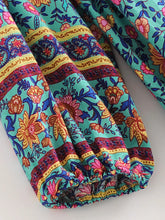 Load image into Gallery viewer, Green Floral Print ,Beach Bohemian Dress,Boho Dress