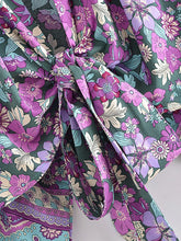 Load image into Gallery viewer, Bohemian Kimono, Boho Bikini Cover-ups,Purple Floral Print