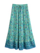 Load image into Gallery viewer, Boho Skirt with Pockets, Floral Printed Ruffles,Bohemian Pleated Maxi Skirts