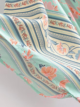 Load image into Gallery viewer, Bohemian Kimono, Boho Bikini Cover-ups,Green Stripe Floral