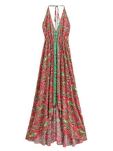 Load image into Gallery viewer, Wild Floral ,Backless Sexy Maxi Dress , High-Low Tassel Strapless Boho Dress