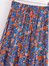 Load image into Gallery viewer, Multi Floral Printed, Beach Bohemian Pleated ,Maxi Skirts