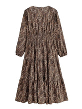 Load image into Gallery viewer, Lantern Sleeve Tiered A-Line Robe Autumn Holiday Vacation Maxi Dress