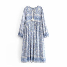 Load image into Gallery viewer, Floral Porcelain Print ,Bohemian Maxi Dress,Boho Dress