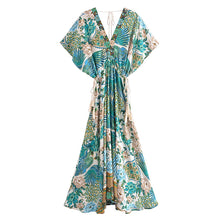 Load image into Gallery viewer, Boho Maxi Dresses, Bohemian Dress, Peacock Floral